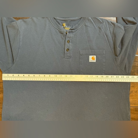 Carhartt Original Fit Henley Shirt L Gray K128 Long Sleeve Heavyweight Workwear - Picture 6 of 10